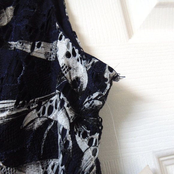 Taylor Petite SL V NECK LACE MIDI Navy 6-P - Picture 5 of 10